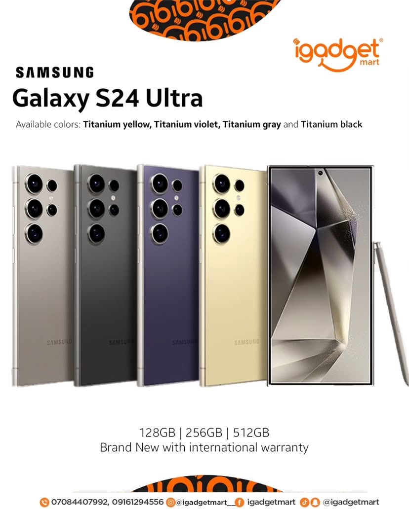 igadgetmartng's tweet image. Brand new Samsung S24 Ultra Now available
512GB: N1,350,000 only
To order
Kindly send a DM or WhatsApp on +2347084407992
website: igadgetmart.ng
Visit us at : 2a olaide Tomori street, off simbiat Abiola way, computer village, ikeja.
We can&apos;t wait to serve you!