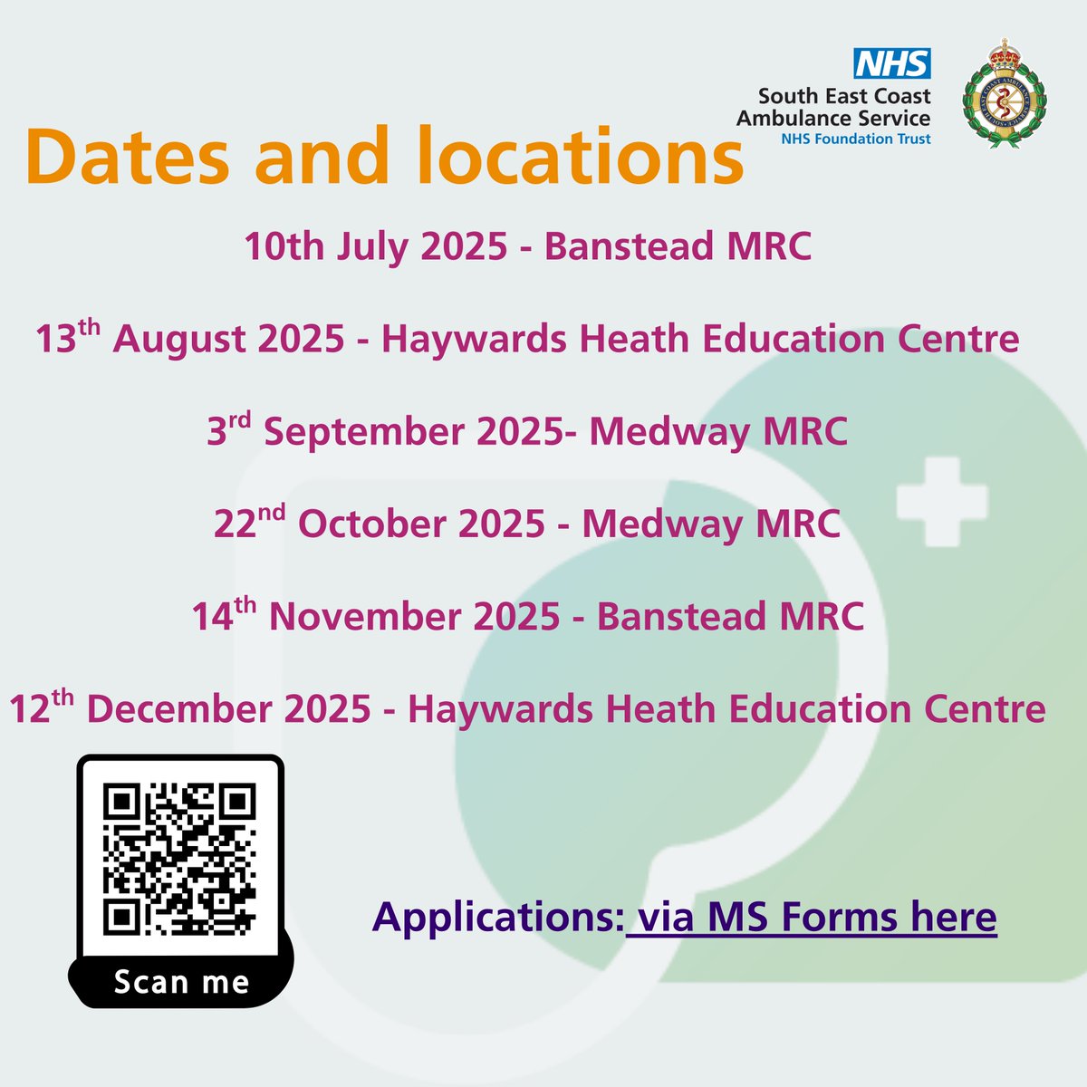 ALS course for registered clinicians:
Online pre-learning and a 1-day in person session.
This course is accredited by the Resuscitation Council.
You will learn:
Recognise and manage the deteriorating patient into ALS - Apply here:
forms.office.com/e/AR5epzQNtj