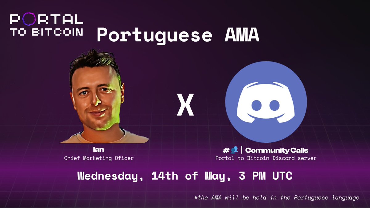 Portal (@portaltobitcoin) on Twitter photo ποΈ Tomorrow at 3 PM UTC π£
Jump in for a Portuguese AMA with our CMO, Ian Byrne!
Vamos conversar sobre o Portal em portuguΓͺs! π΅πΉπ§π·π¦π΄π²πΏπ¬πΌπ¨π»
*π΅π©π¦ πππ πΈπͺππ π£π¦ π©π¦ππ₯ πͺπ― ππ°π³π΅πΆπ¨πΆπ¦π΄π¦ ππ’π―π¨πΆπ’π¨π¦ π ποΈ Tomorrow at 3 PM UTC π£
Jump in for a Portuguese AMA with our CMO, Ian Byrne!
Vamos conversar sobre o Portal em portuguΓͺs! π΅πΉπ§π·π¦π΄π²πΏπ¬πΌπ¨π»
*π΅π©π¦ πππ πΈπͺππ π£π¦ π©π¦ππ₯ πͺπ― ππ°π³π΅πΆπ¨πΆπ¦π΄π¦ ππ’π―π¨πΆπ’π¨π¦ π