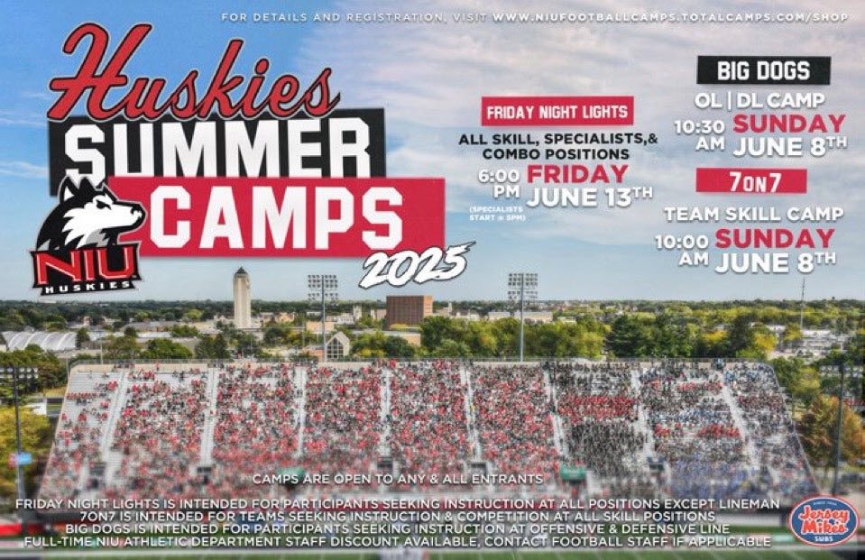 Thank you to <a href="/CoachbjPatton/">Brayden Patton</a> for the camp invite! <a href="/NIU_Football/">NIU Football</a> 
<a href="/GrinnellTigerFB/">Grinnell Tigers Football</a>