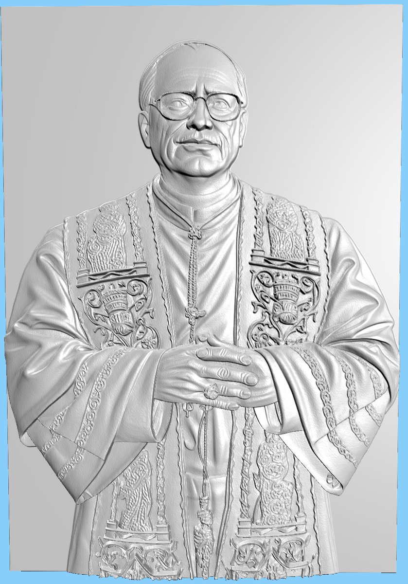 Grayscale images and embossed files of Pope Leo XIV and his pastoral coat of arms.