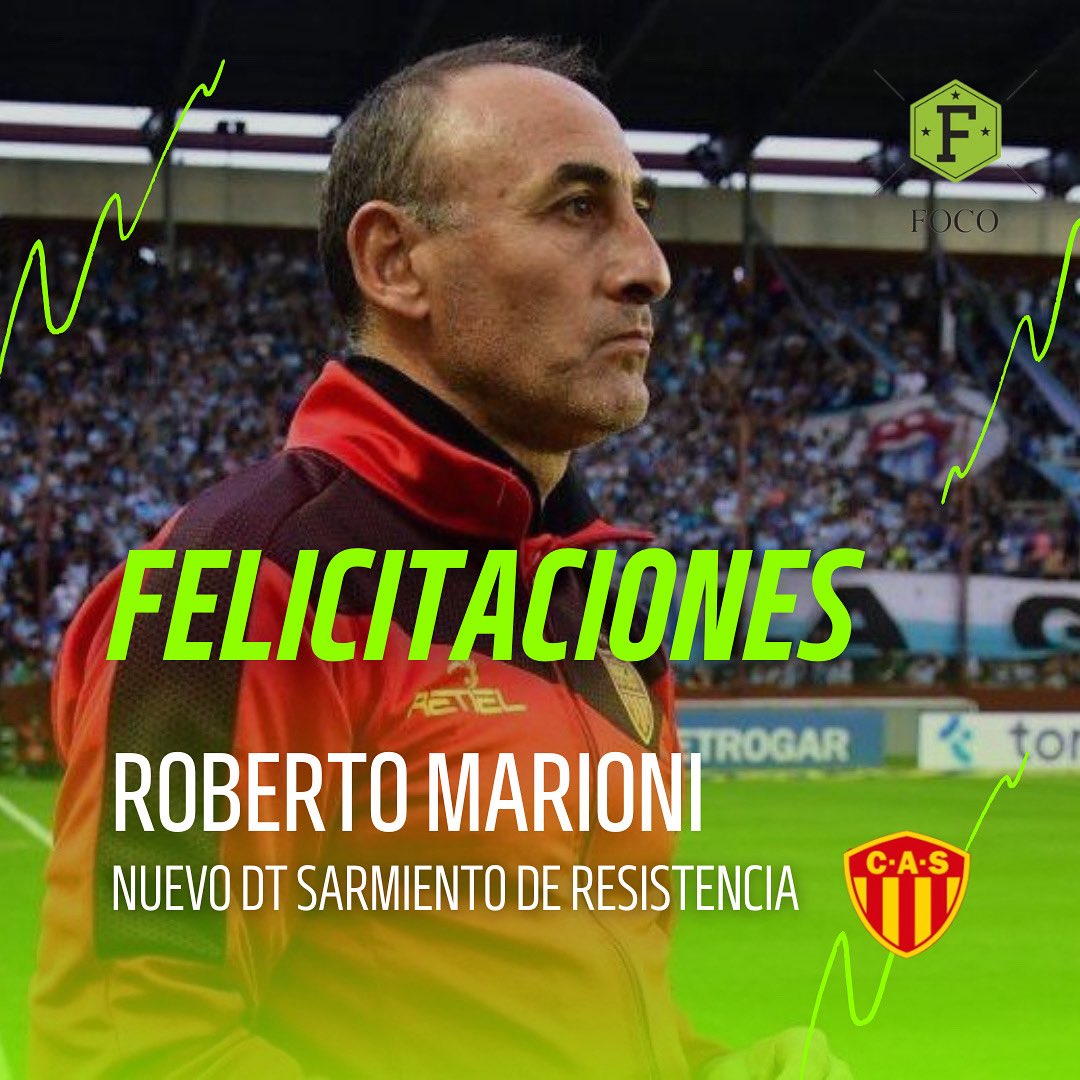 Felicitaciones <a href="/robertomarioni/">Roberto Marioni</a> nuevo DT de Sarmiento de Resistencia! 

Muchos Éxitos! 💪🏻