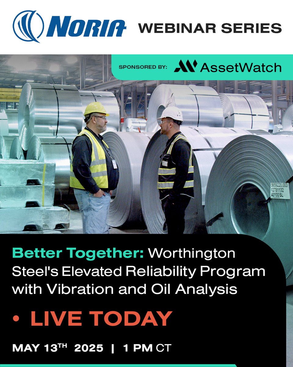 GoAssetWatch's tweet image. Today’s the day! See how combining #vibrationmonitoring and #oilanalysis helps you catch equipment issues before they cause downtime. There’s still time to register at bit.ly/4jY0fbk

@noriacorp #Webinar #Maintenance #Reliability #PredictiveMaintenance