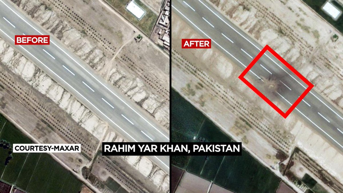 sardesairajdeep's tweet image. These high res satellite images clearly show the damage done to Pakistan air bases by Indian air power.. by contrast, Pakistan’s ‘evidence’ of destruction in India involve killing innocent civilians in border villages. The contrast is striking.