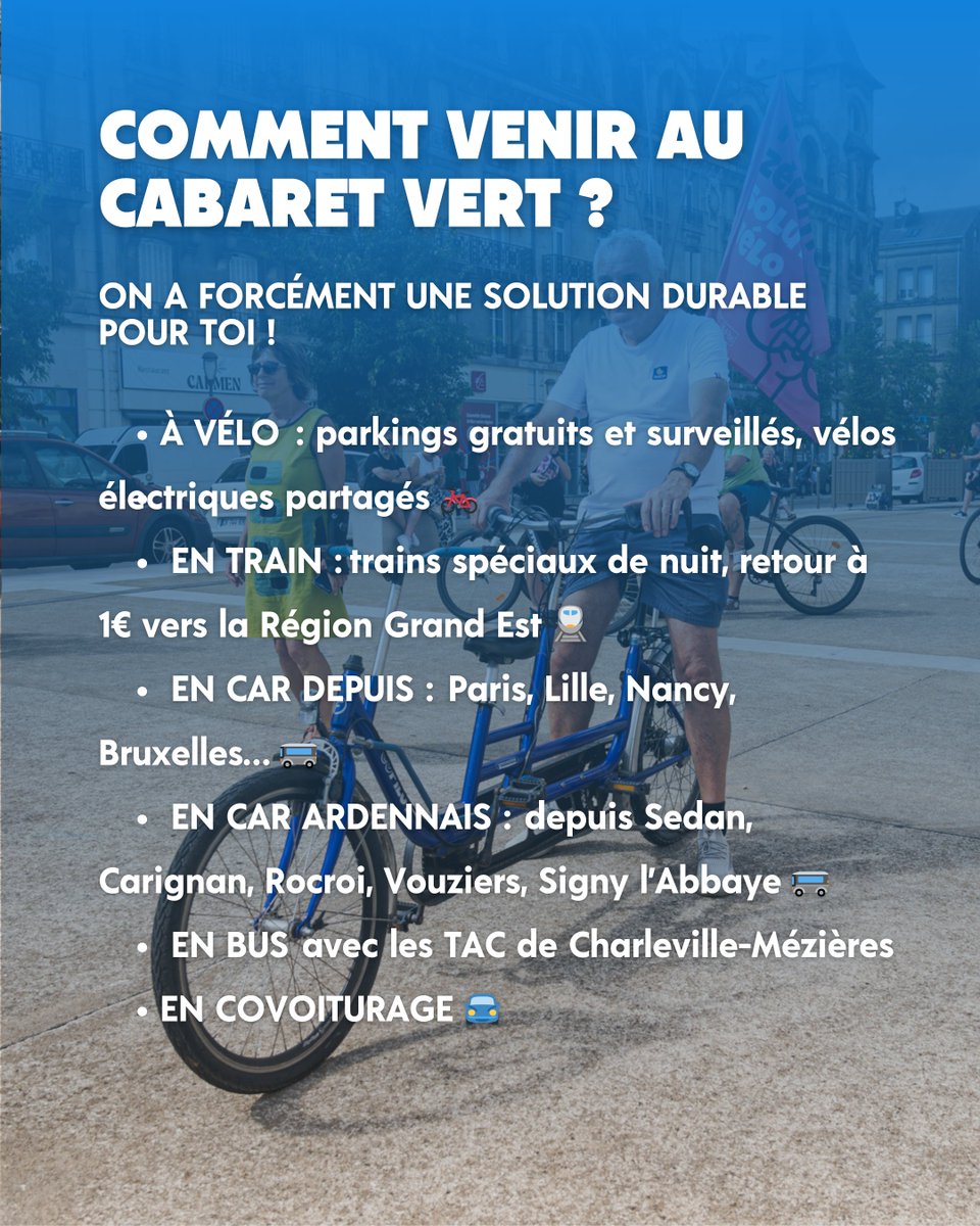 Cabaret Vert (@cabaretvert) on Twitter photo Tout ce qu’il faut savoir avant de venir au Cabaret Vert !
On t’a préparé le guide parfait ! 💙
Toutes les infos détaillées sur les transports et les campings arrivent très bientôt ! 👉 cabaretvert.com/infos-pratique…
#cabaretvert #CV25 Tout ce qu’il faut savoir avant de venir au Cabaret Vert !
On t’a préparé le guide parfait ! 💙
Toutes les infos détaillées sur les transports et les campings arrivent très bientôt ! 👉 cabaretvert.com/infos-pratique…
#cabaretvert #CV25