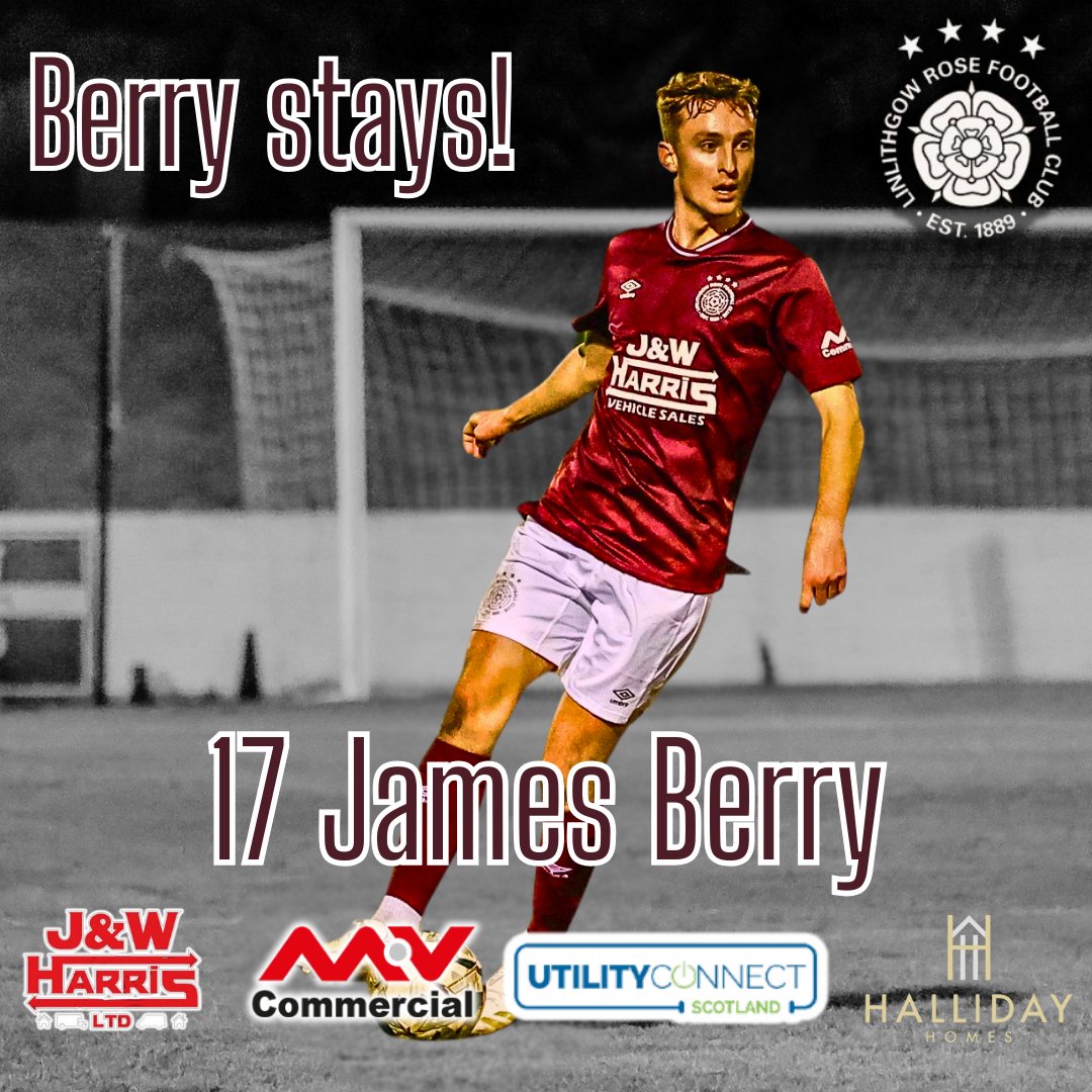 🌹📝 BERRY STAYS! 📝🌹

The Club are delighted to announce that James Berry has penned an extension to his contract at the MV Commercial Prestonfield Stadium. 🌹⚽️ #HTG 

2 more to go.... 📝