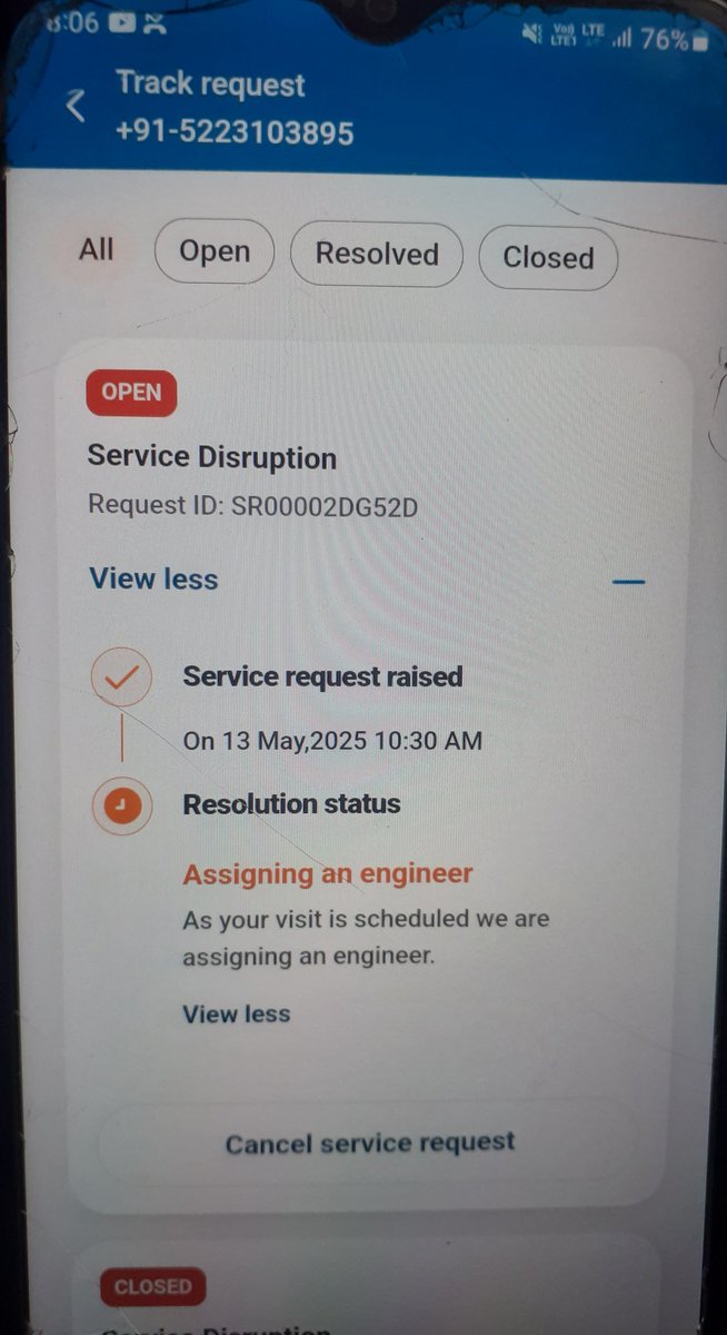 kumar70vivek's tweet image. I am a jio fiber customer..I can&apos;t access my internet due to technical reasons...I raise a service request for this problem but jio fiber customer service doesn&apos;t appoint any engineer...This is a very bad experience for me..Since jio service can&apos;t resolve @reliancejio @JioCare
