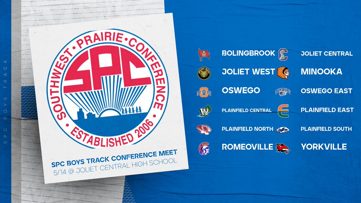 Joliet Central looks forward to hosting the 2025 Boys Track SPC Meet tomorrow, May 14th. Field events start at 1:30pm.