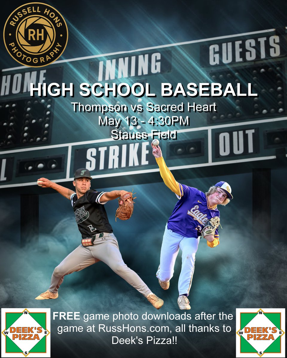 RussHons (@russhons) on Twitter photo It's game day! Thompson vs Sacred Heart baseball action today at 4:30PM - Stauss Park. TONS of FREE photos afterwards thanks to <a href="/DeeksPizza/">Deek's Pizza ๐</a> It's game day! Thompson vs Sacred Heart baseball action today at 4:30PM - Stauss Park. TONS of FREE photos afterwards thanks to <a href="/DeeksPizza/">Deek's Pizza ๐</a>