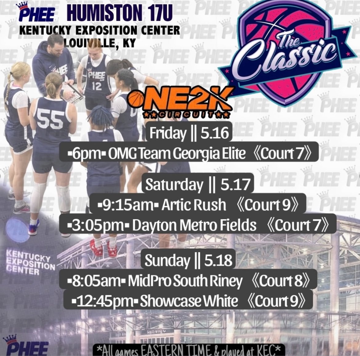Izzy Rohr (@izzy_rohr) on Twitter photo Here’s our schedule for this upcoming weekend at the Classic in Kentucky!
<a href="/PheeElite/">Napheesa Collier Elite</a> <a href="/Coach_Brent24/">Coach Humi</a> <a href="/NE2KHoops/">NE2KHoops</a> <a href="/CorJesuWBB/">Cor Jesu Academy Basketball</a> Here’s our schedule for this upcoming weekend at the Classic in Kentucky!
<a href="/PheeElite/">Napheesa Collier Elite</a> <a href="/Coach_Brent24/">Coach Humi</a> <a href="/NE2KHoops/">NE2KHoops</a> <a href="/CorJesuWBB/">Cor Jesu Academy Basketball</a>