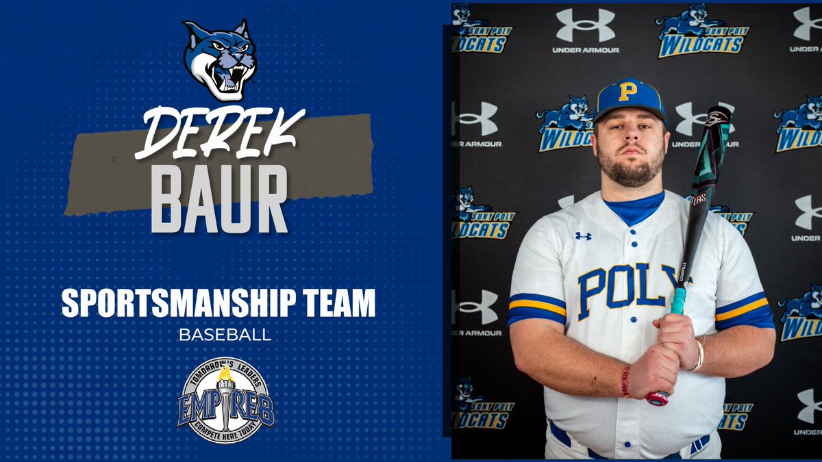 SUNY Poly Wildcats (@polywildcats) on Twitter photo Congratulations to our Empire 8 Baseball All-Conference Selections! 
A special shoutout to senior Derek Baur for earning a spot on the All-Sportsmanship Team! Congratulations to our Empire 8 Baseball All-Conference Selections! 
A special shoutout to senior Derek Baur for earning a spot on the All-Sportsmanship Team!