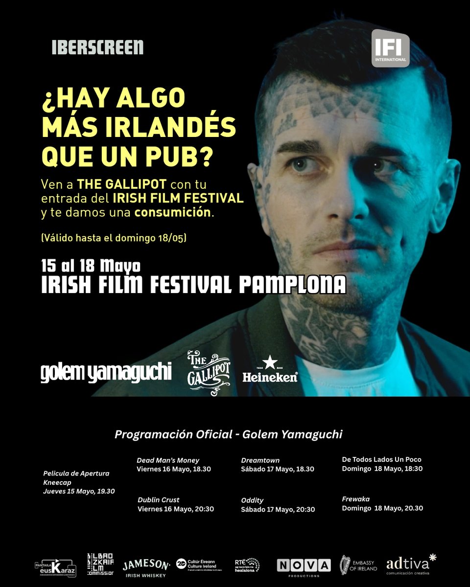Cines Golem Pamplona (@golempamplona) on Twitter photo 🍻 ¡Ven a brindar por el cine irlandés con el #IrishFilmFestival!
Este finde #GolemYamaguchi y <a href="/TheGallipot/">The Gallipot</a> se unen para que vivas la mejor experiencia irlandesa 🇮🇪.
Con cada entrada del IFFS tienes una consumición en tu Irish Pub #TheGallipot ☘️.
🎟️ ow.ly/te9E50VP5aB 🍻 ¡Ven a brindar por el cine irlandés con el #IrishFilmFestival!
Este finde #GolemYamaguchi y <a href="/TheGallipot/">The Gallipot</a> se unen para que vivas la mejor experiencia irlandesa 🇮🇪.
Con cada entrada del IFFS tienes una consumición en tu Irish Pub #TheGallipot ☘️.
🎟️ ow.ly/te9E50VP5aB