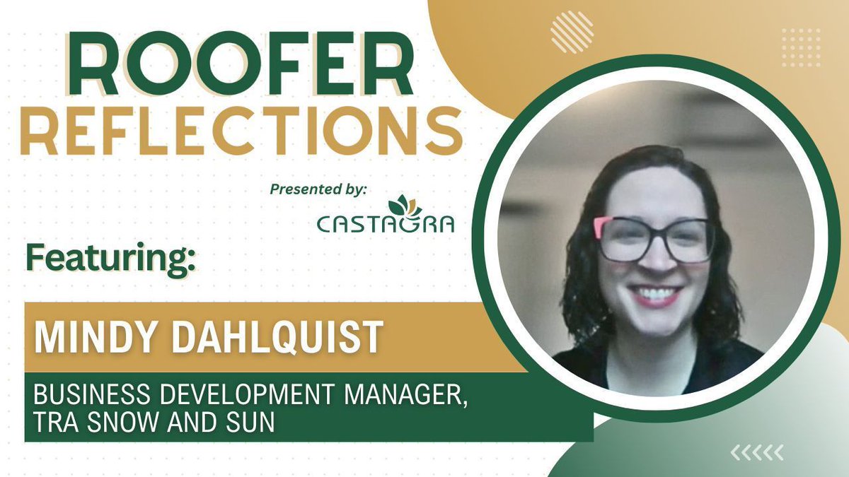 This week on Roofer Reflections, Castagra's CEO, Tats Nakagawa, talks to Mindy Dahlquist, Business Development Manager at <a href="/TRAsnowandsun/">TRA Snow & Sun</a>.

Don't miss this episode! 

youtu.be/YpfYjxx3M6A   

Who should we interview next? Let us know in the comments!
 
#roofers #roofing