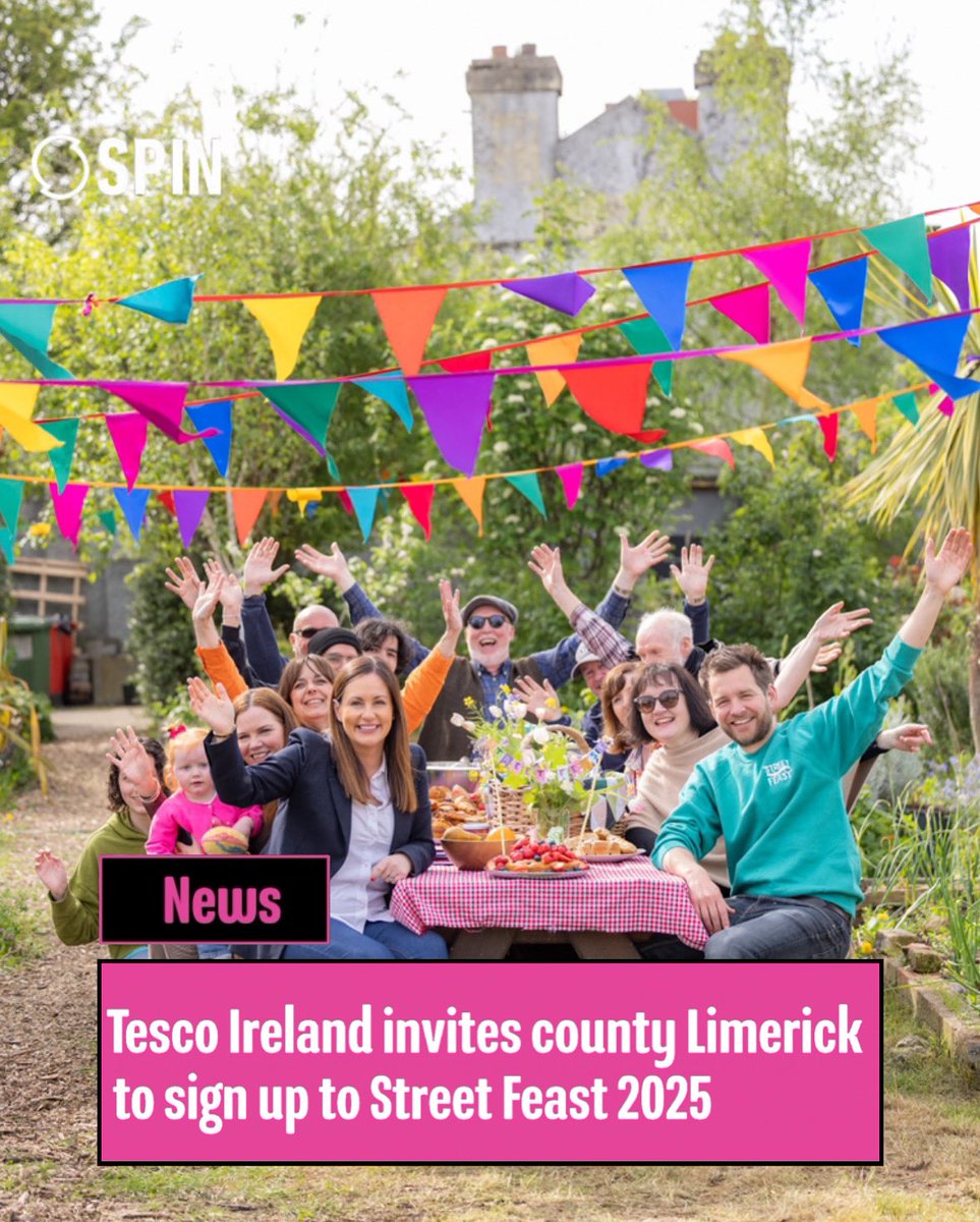 Tesco Ireland invites county Limerick to sign up to Street Feast 2025 🥳

Ireland’s national weekend of street parties and neighbourhood celebrations returns this May! Get together with your neighbours on Saturday 24th and Sunday 25th 🙌🏼

More info on spinsouthwest.com