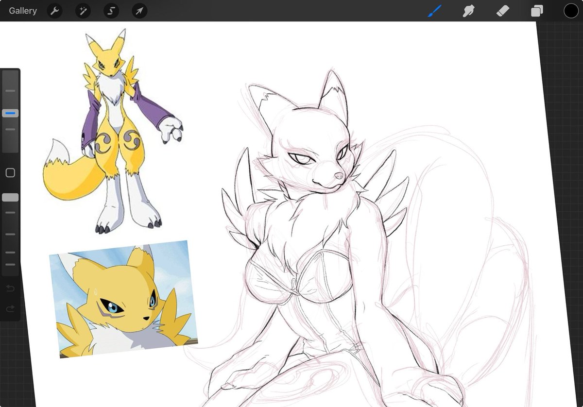I’m cooking 👀

#digimon #renamon #wip #furry