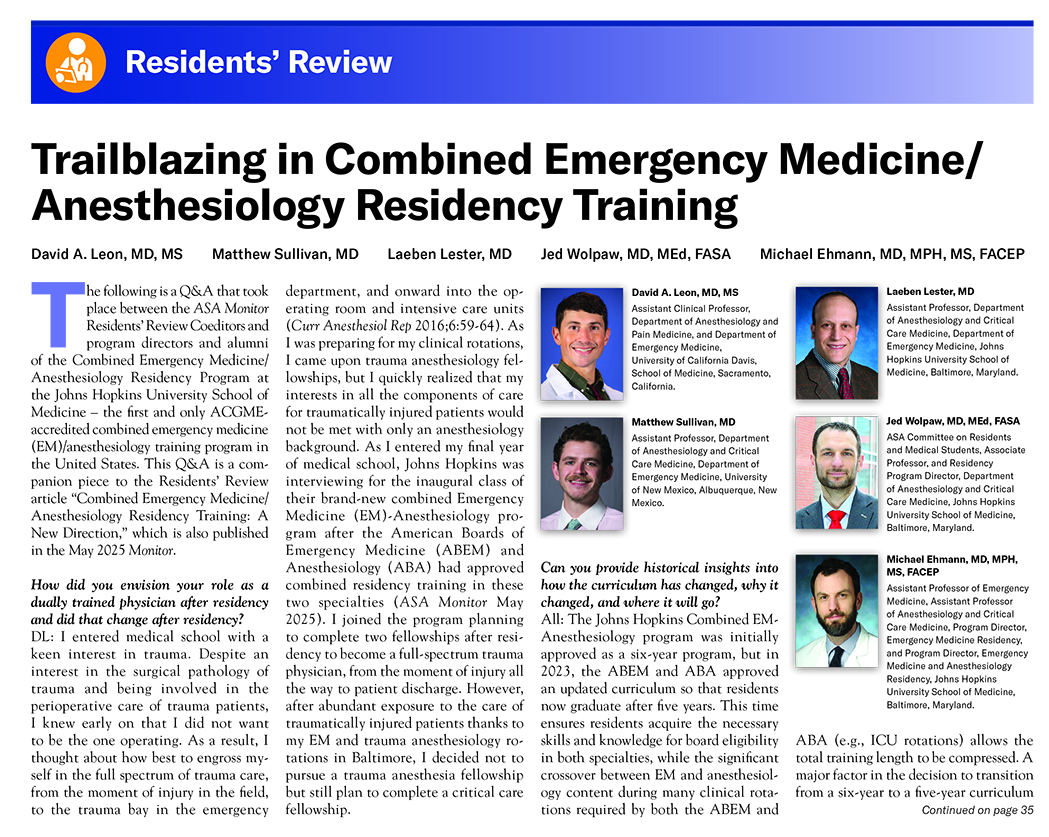 “Choosing the right specialty is not easy, but if you identify your general career goals, then you can begin to lay the path toward achieving them,” writes Dr. David Leon.

Read about completing a combined residency. doi.org/10.1097/01.ASM…

<a href="/EMNews/">Emergency Medicine News</a> <a href="/JaceBradshawMD/">Jace Bradshaw, MD</a>
