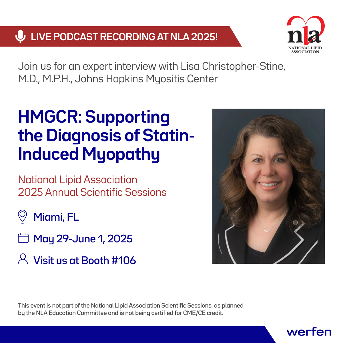Join us at National Lipid Association 2025 Annual Scientific Sessions. Visit our booth 106 to connect with our team and watch our live podcast recording with Dr. Lisa Christopher-Stine, discussing HMGCR: Supporting the Diagnosis of Statin-Induced Myopathy. #NLA2025