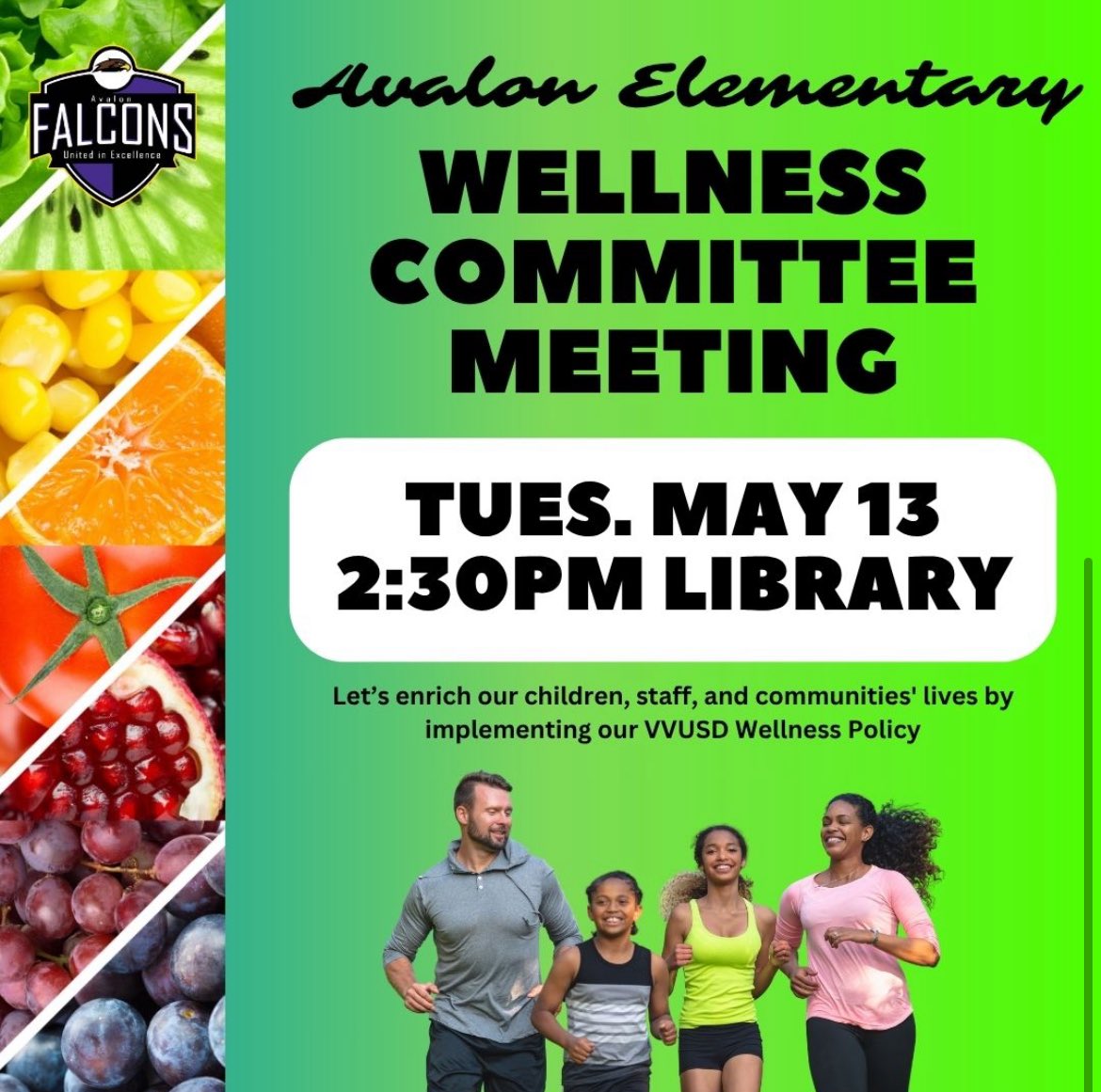 Join us today May 13 at 2:30pm in the library to help us establish our goals for the 2025-2026 school year. Your voice and input is valuable as we plan for supporting our scholar’s health and well-being. #FalconsUnitedInExcellence