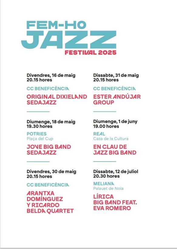 🟪FEM-HO JAZZ FESTIVAL 2025
🏛Centre Cultural La Beneficència
Patí V C.C. Beneficència
Divendres 16 maig, 20:15h