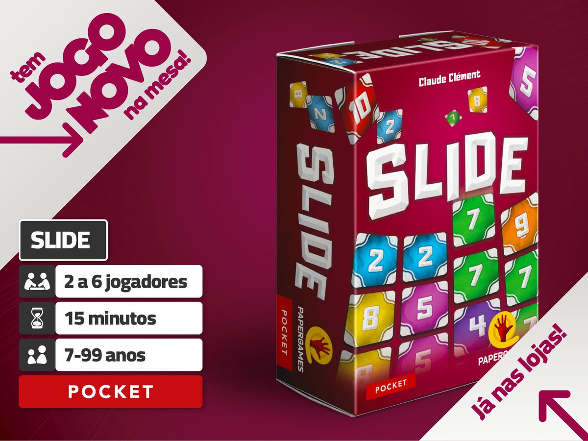 Conheça Slide!

Em Slide, cada rodada é uma corrida para escapar dos pontos. Escolha suas cartas com cuidado, deslize nos momentos certos e fique de olho nos movimentos dos adversários. 👀 Em um piscar de olhos, tudo pode mudar!

JÁ NAS LOJAS. 🤩 papergames.com.br/slide/