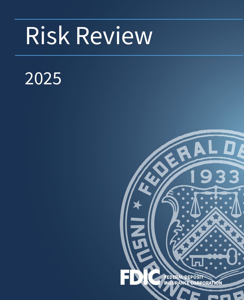 mikulaja's tweet image. FDIC 2025 risk review, which focuses on market risk and credit risk (incl net interest margin, liquidity, funding/deposits, consumer lending) makes *ZERO* mention of: fintech, crypto/blockchain, stablecoins, or AI.