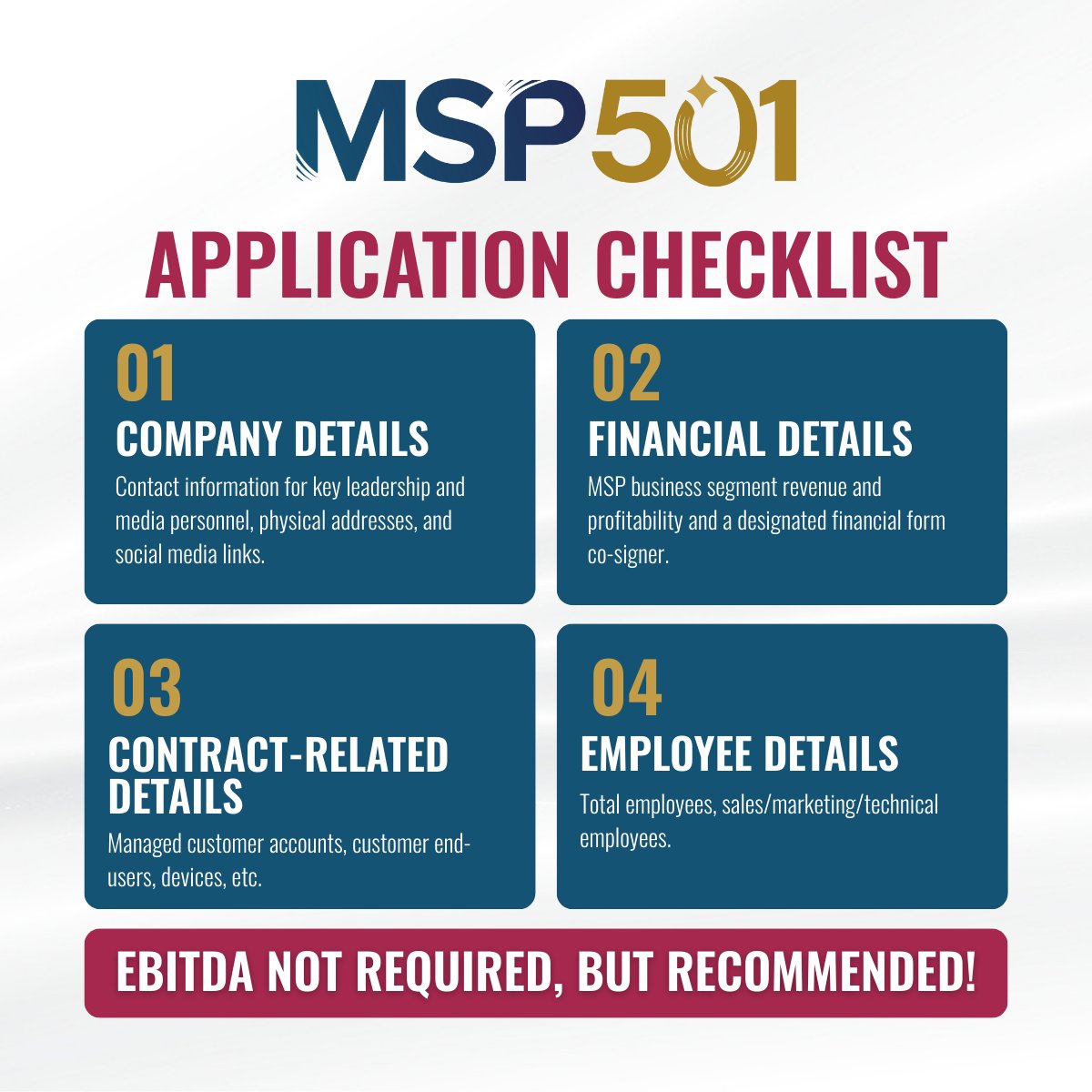 Grab the checklist, dial it in, and lock in your shot at the MSP 501. This is where you separate the players from the pros—get it done and claim your place at the top. ✅ 

➡️ Start your application here: bit.ly/4iSI071
_
#MSP #MSP501 #MSPSummit