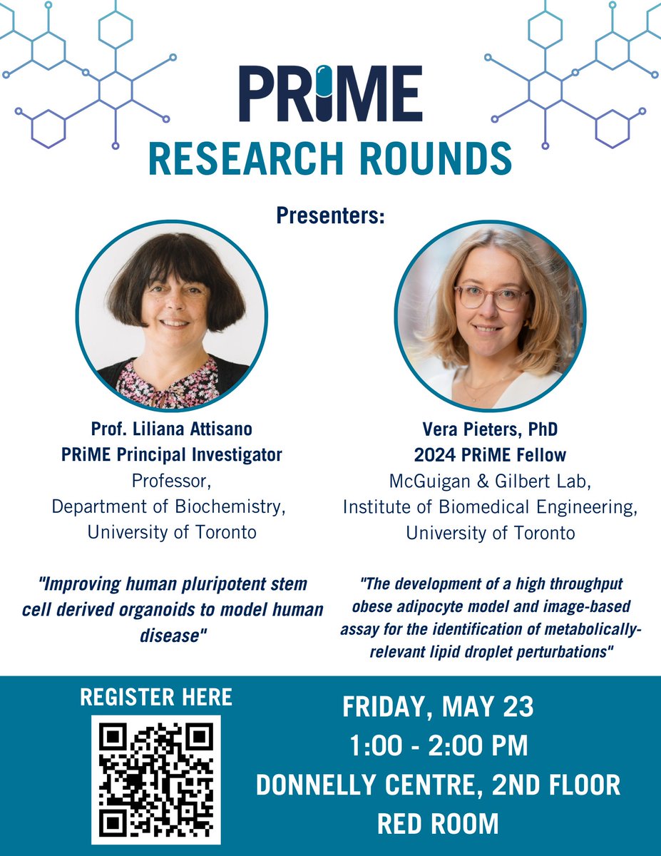 Join the PRiME Research Rounds with Prof. Liliana Attisano and Vera Pieters on May 23, 1 -2PM, at Donnelly Centre, Red Room! Reserve your spot now: public.eve.utoronto.ca/events/5597.