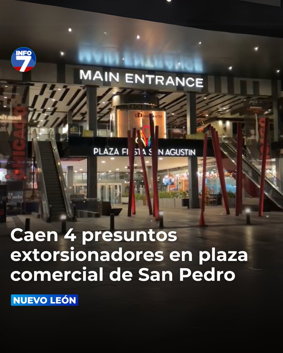 🚨 Cuatro presuntos extorsionadores fueron detenidos frente a Plaza Fiesta San Agustín, en San Pedro. Portaban armas, droga y dinero. El operativo fue resultado de labores de inteligencia federal. info7.mx/nuevoleon/caen…
