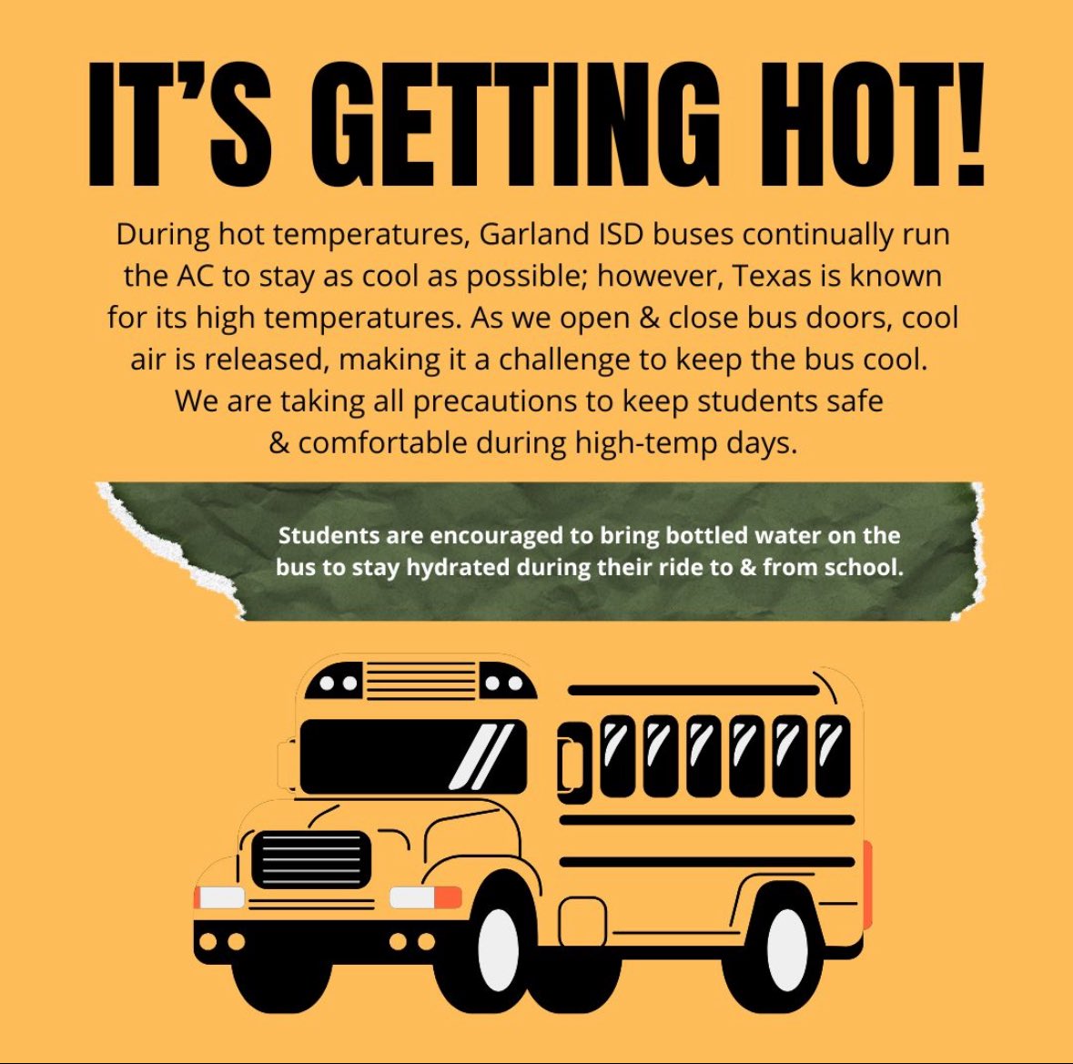 Summer is almost here and it’s getting HOT! Stay hydrated while on the bus! ☀️