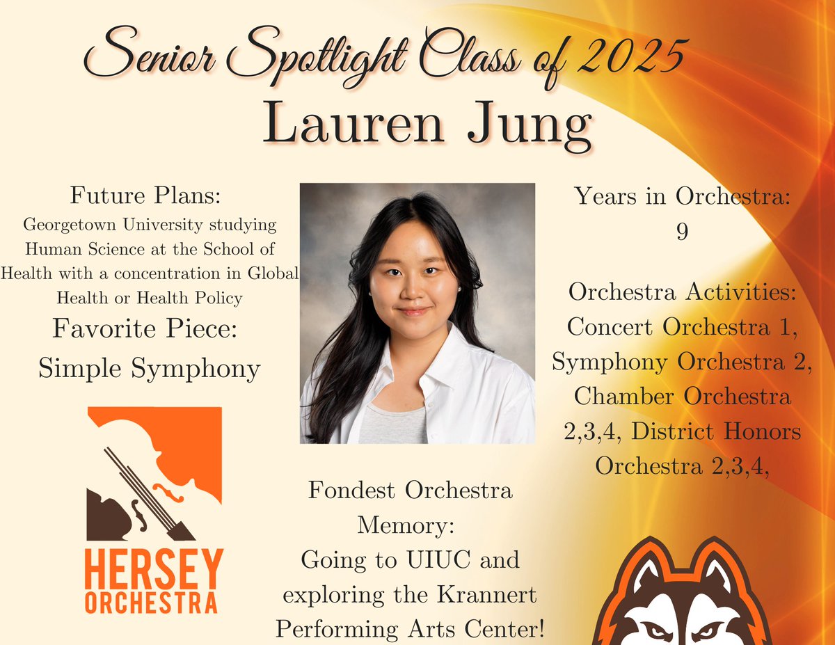 Congratulations to our next 2025 Senior Spotlight: Lauren Jung! (Senior Violinist) We are so proud of your commitment to our Orchestras.
