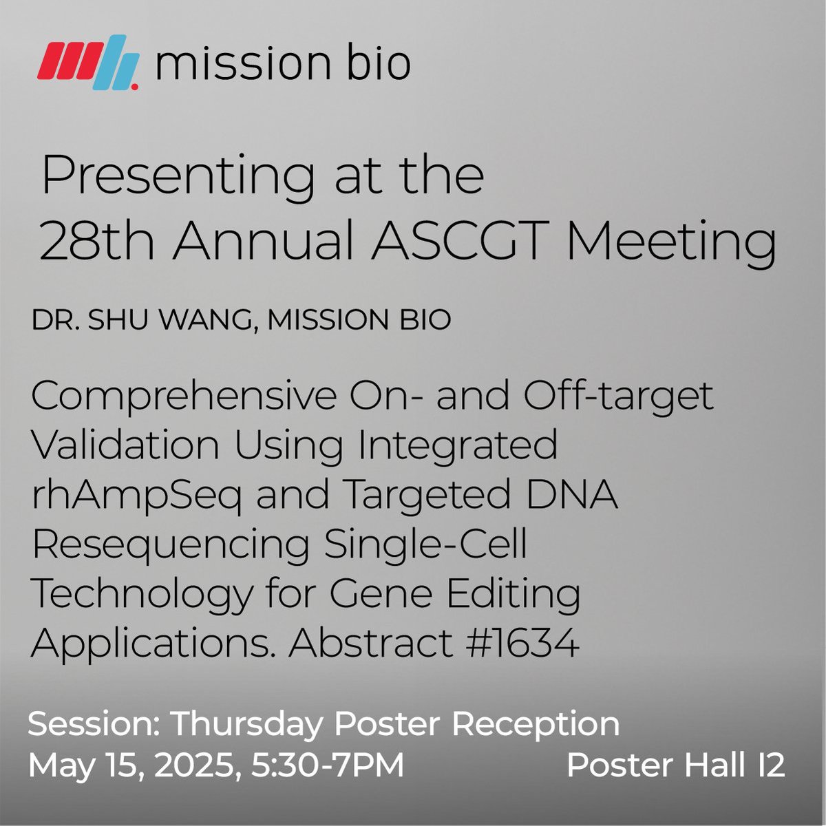At #ASGCT2025? Don’t miss our poster on advancing genome editing validation with single-cell precision

🧬 Comprehensive On- and Off-target Validation Using Integrated rhAmpSeq and Targeted DNA Resequencing Single-Cell Technology

 📅 May 15 | 5:30 PM CT

bit.ly/4jS33Hc