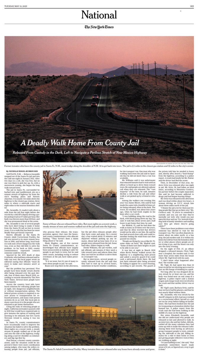 Nicholas Bogel-Burroughs (@nickatnews) on Twitter photo In today's <a href="/nytimes/">The New York Times</a>: A Deadly Walk Home From County Jail
nytimes.com/2025/05/12/us/… In today's <a href="/nytimes/">The New York Times</a>: A Deadly Walk Home From County Jail
nytimes.com/2025/05/12/us/…