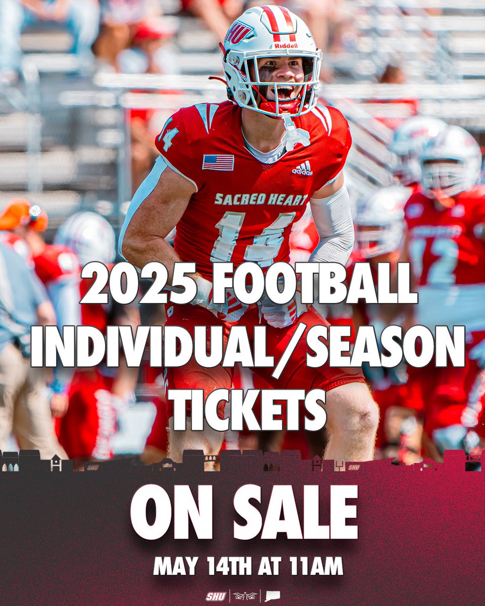 SHU Pioneers (@shubigred) on Twitter photo Individual and season tickets for the 2025 <a href="/SHU__Football/">Sacred Heart Football</a> go on sale tomorrow, Wednesday, May 14 at 11 AM 🎟️🏈
#WeAreSHU Individual and season tickets for the 2025 <a href="/SHU__Football/">Sacred Heart Football</a> go on sale tomorrow, Wednesday, May 14 at 11 AM 🎟️🏈
#WeAreSHU
