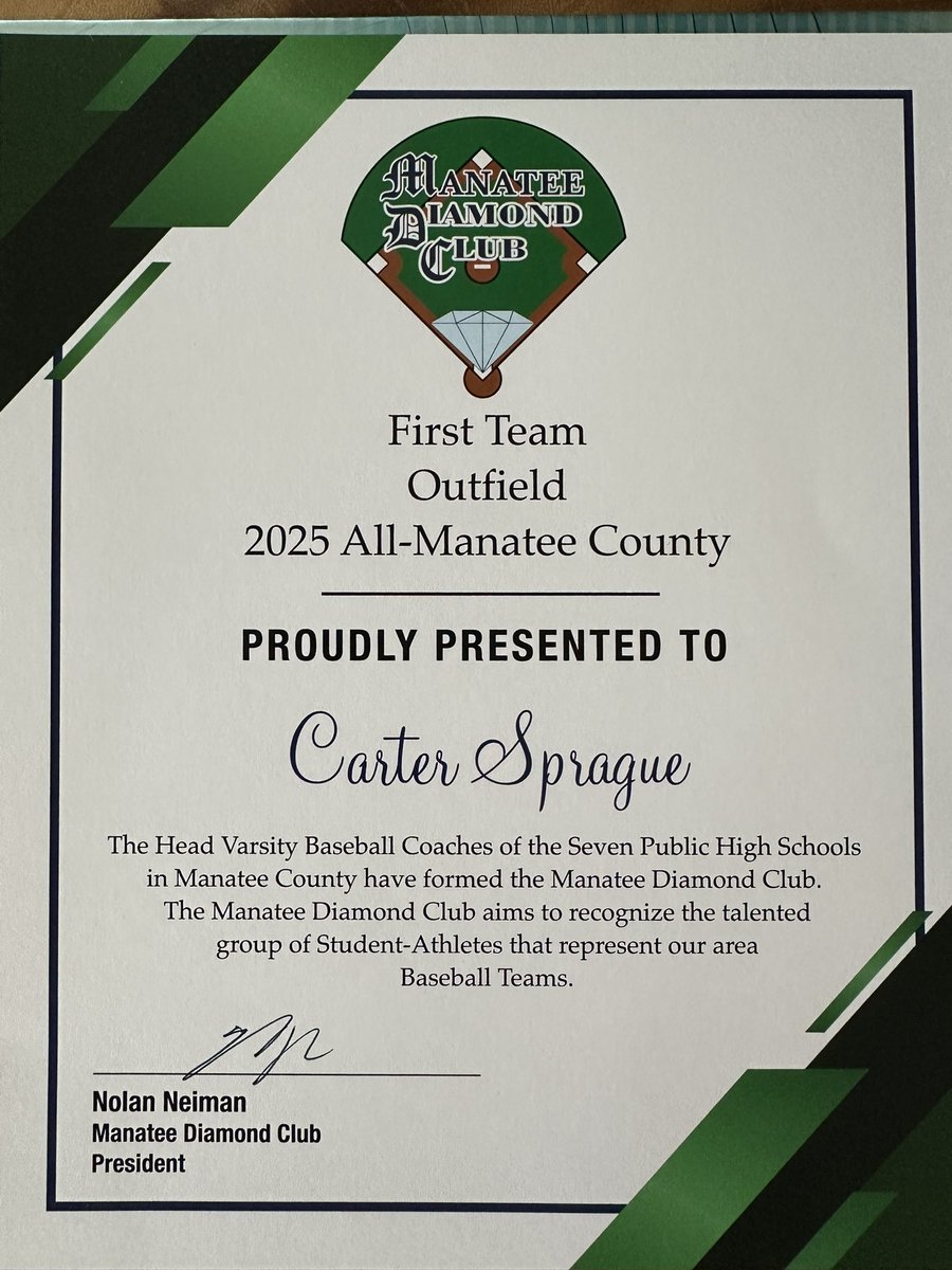 What an honor, thank you <a href="/ManateeDiamond/">Manatee Diamond Club</a>