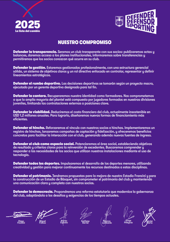 Por esto y más, vamos a #DefenderDefensorSporting 
#Lista2025 

<a href="/DiegoFranzini2/">Diego Franzini</a> <a href="/MiguelFranco95/">Miguel Franco</a> <a href="/ElPineyrua/">El Piñe</a> @TuertoMarino <a href="/marslombas/">Marcos Lombardo</a> <a href="/martinesposto/">martin esposto</a>