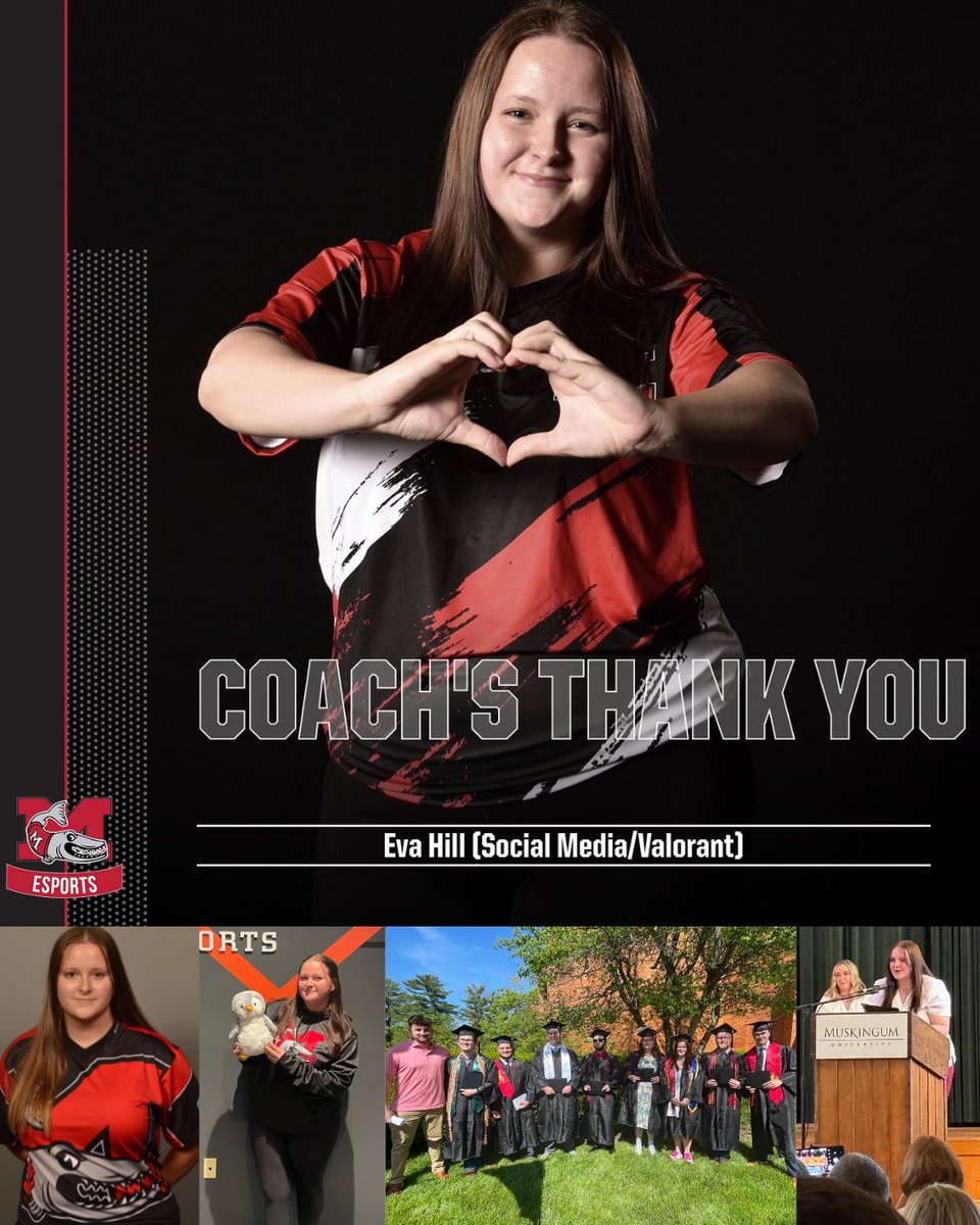 Muskies_Esports's tweet photo. With graduation concluded, we wanted to take time to thank the life of the Muskingum Esports social media pages - Evangeline Hill! 

Eva has been a great teammate on different valorant teams for the Muskies, a SAAC member, and has run the social media accounts since she joined! https://t.co/0mIalKhhkO