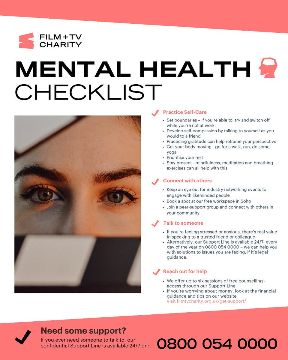 It's Mental Health Awareness Week, and our friends at the <a href="/FilmTVCharity/">The Film and TV Charity</a>  are sharing essential tips to help you prioritise your wellbeing while working behind the scenes.

Find out how the Charity is supporting better mental health across the industry 
eu1.hubs.ly/H0jVN640