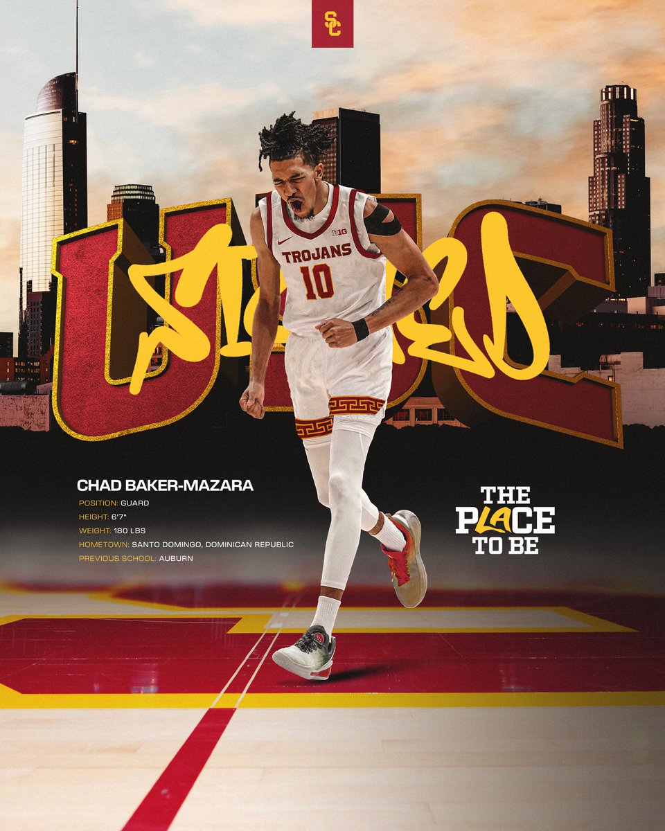 USC Men's Basketball (@usc_hoops) on Twitter photo Welcome to the Trojan Family, <a href="/ChadBaker2700/">Chad Baker-Mazara</a>!
Baker-Mazara earned All-SEC Third Team honors after averaging 12.3 PPG at Auburn last year. Welcome to the Trojan Family, <a href="/ChadBaker2700/">Chad Baker-Mazara</a>!
Baker-Mazara earned All-SEC Third Team honors after averaging 12.3 PPG at Auburn last year.