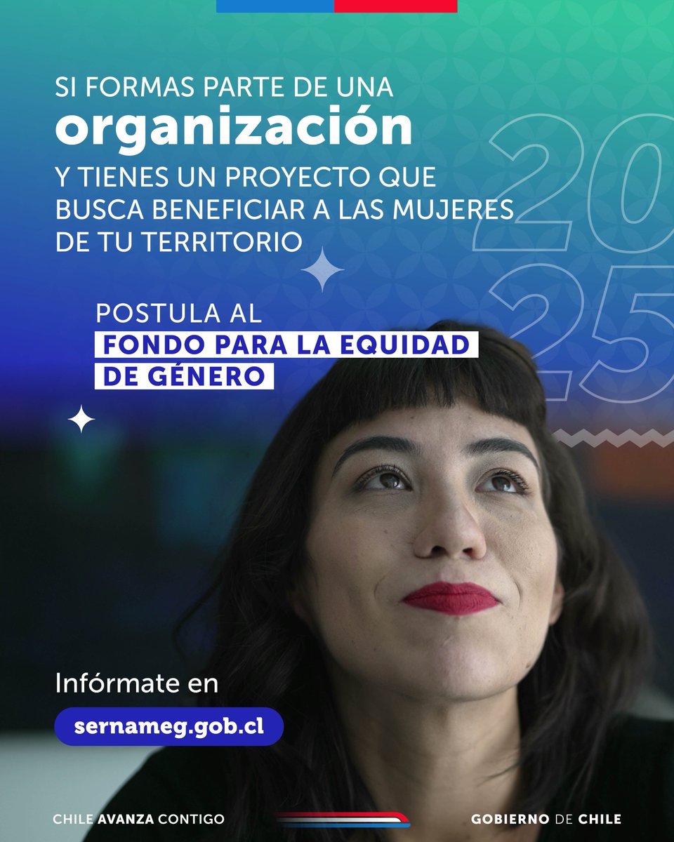 ¿Te enteraste? 💜¡Ya están abiertas las postulaciones al Fondo para la Equidad de Género 2025! 📌Con esto buscamos financiar proyectos que promuevan la participación, asociatividad y liderazgo de las mujeres 👩🏼‍🦳👩🏻‍🦱👩🏻‍🦰👩🏽 📲Ingresa a sernameg.gob.cl infórmate y postula
