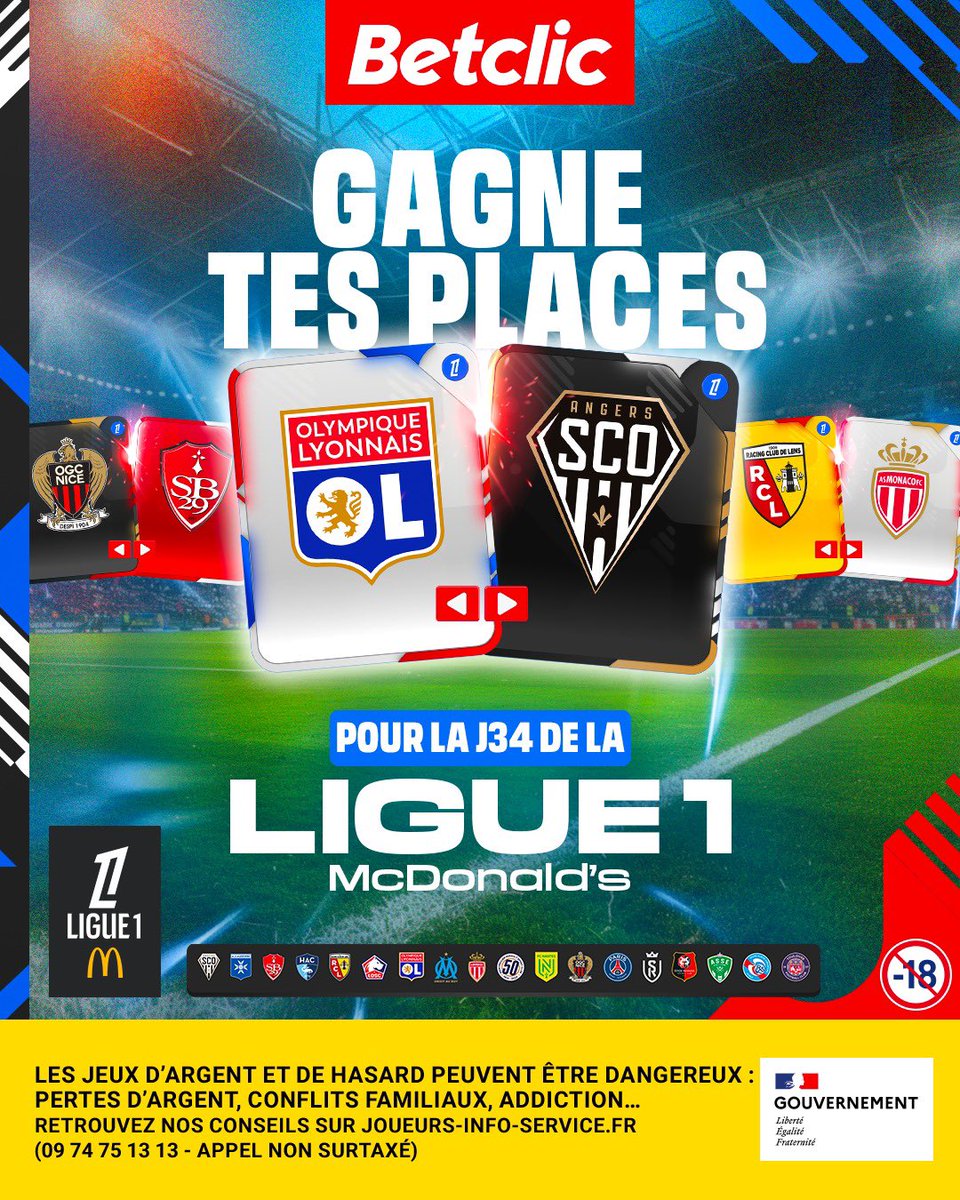 ActuFoot_'s tweet image. 🎁 𝗔̀ 𝗚𝗔𝗚𝗡𝗘𝗥 : 𝟯 𝘅 𝟮 𝗣𝗟𝗔𝗖𝗘𝗦 𝗣𝗢𝗨𝗥 𝗨𝗡𝗘 𝗥𝗘𝗡𝗖𝗢𝗡𝗧𝗥𝗘 𝗗𝗘 𝗟𝗜𝗚𝗨𝗘 𝟭 𝗣𝗥𝗘́𝗩𝗨𝗘 𝗖𝗘 𝗪𝗘𝗘𝗞-𝗘𝗡𝗗 ! 🏟️🎟️🎟️

Pour jouer :
🔁 𝗥𝗧 + 𝗙𝗢𝗟𝗟𝗢𝗪 @Betclic &amp;amp; @ActuFoot_  
🖊️ Indique-nous en commentaire le match que tu veux aller voir si tu gagnes…