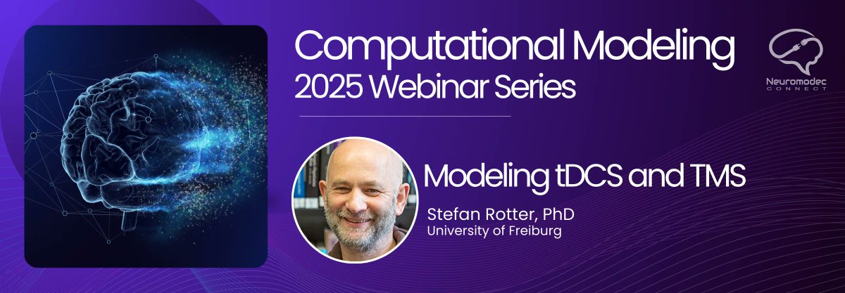 neuromodec's tweet image. [Upcoming Webinar] Modeling tDCS and TMS
📅Thursday, May 5, 2025 | 11 AM (ET) 
✅Free Registration 
Learn more: connect.neuromodec.org/events/UznQXyS…