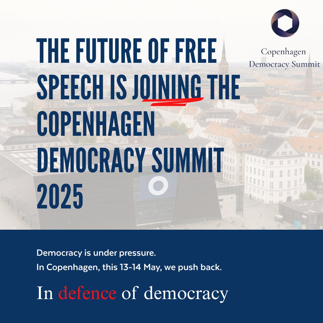 The Future of Free Speech (@speechfuture) on Twitter photo 🚨 TOMORROW🚨
<a href="/JMchangama/">Jacob Mchangama</a> will join CBS News Executive Producer <a href="/melissamahtani/">Melissa Mahtani</a> to explore freedom of information in AI at <a href="/AoDemocracies/">Alliance of Democracies</a> annual Copenhagen Democracy Summit. Don’t miss Jacob and <a href="/Jordicalbad/">Jordi Calvet</a> at this year’s #CDS2025. 🚨 TOMORROW🚨
<a href="/JMchangama/">Jacob Mchangama</a> will join CBS News Executive Producer <a href="/melissamahtani/">Melissa Mahtani</a> to explore freedom of information in AI at <a href="/AoDemocracies/">Alliance of Democracies</a> annual Copenhagen Democracy Summit. Don’t miss Jacob and <a href="/Jordicalbad/">Jordi Calvet</a> at this year’s #CDS2025.