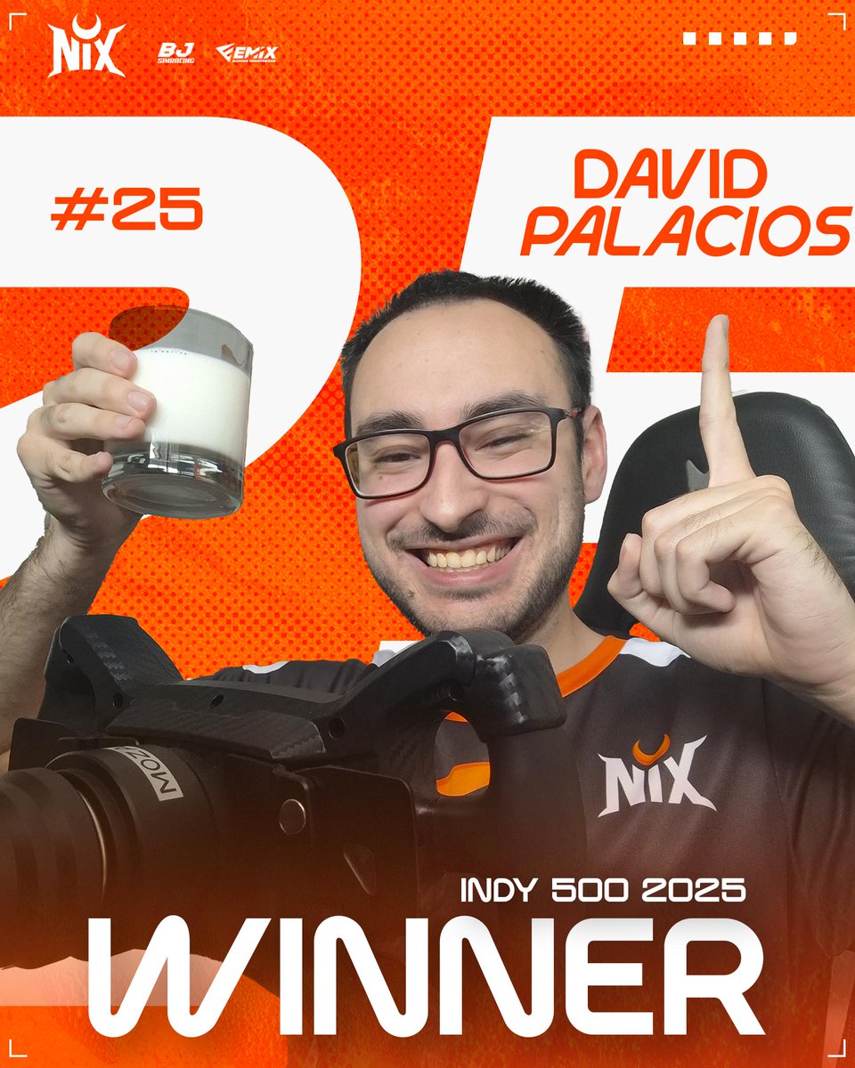 🏁 WINNER – INDY 500 🏁

¡David Palacios lo ha hecho! 🏆

Victoria en las míticas 500 Millas de Indianápolis, en uno de los eventos más bestias del calendario.
Estrategia, ritmo y sangre fría en las 200 vueltas. Y al final… ¡el primero en ver la bandera a cuadros!

 ¡Felicidades