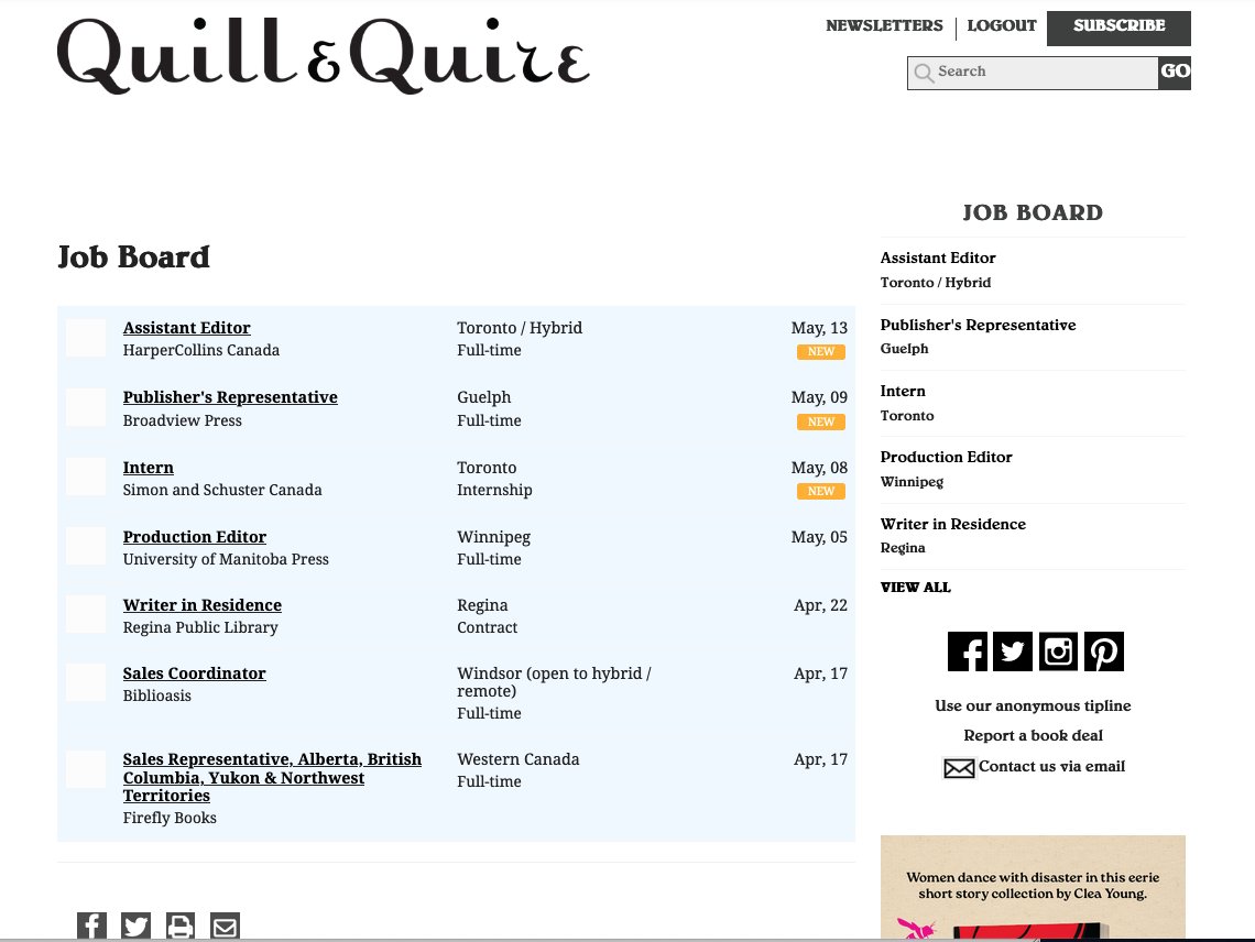 quillandquire (@quillandquire) on Twitter photo New on the Q&Q Job Board: Assistant Editor
<a href="/HarperCollinsCa/">HarperCollinsCa</a> For more details: bit.ly/48CrXpc New on the Q&Q Job Board: Assistant Editor
<a href="/HarperCollinsCa/">HarperCollinsCa</a> For more details: bit.ly/48CrXpc