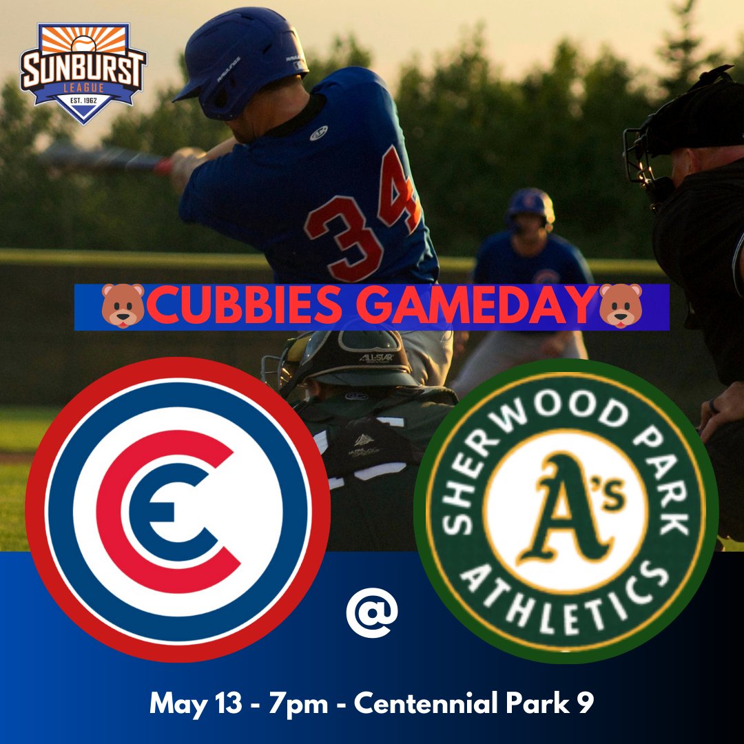 Edmonton Cubs (@edmontoncubs) on Twitter photo Cubbies Gameday! The Edmonton Cubs open up their 2025 season with a North Division Finals rematch vs. the <a href="/ParkAthletics/">Athletics Baseball⚾</a> at CP9!
First pitch at 7pm. Greiner gets the opening day nod on the bump.
#gocubsgo⚾️🐻
📸@paiget_ Cubbies Gameday! The Edmonton Cubs open up their 2025 season with a North Division Finals rematch vs. the <a href="/ParkAthletics/">Athletics Baseball⚾</a> at CP9!
First pitch at 7pm. Greiner gets the opening day nod on the bump.
#gocubsgo⚾️🐻
📸@paiget_