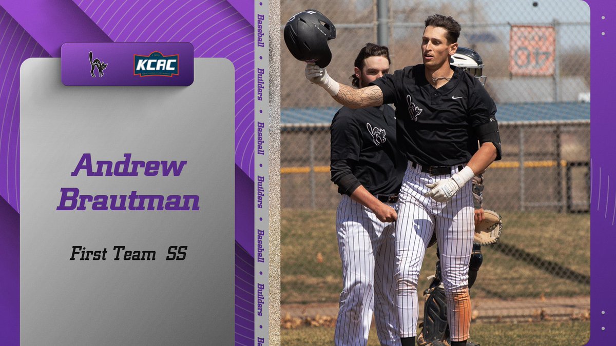 ￼🐈‍⬛⚾️Andre Brautman has been named First Team All-KCAC at shortstop position. 

The Senior was a key contributor at the plate finishing his season with 10 Home runs🔥