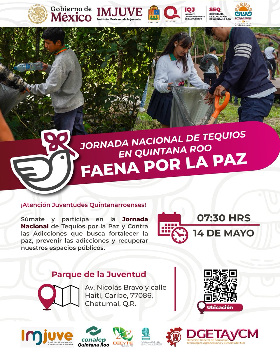 Participa en esta acción comunitaria que promueve la paz, el bienestar y la unidad.
¡Porque cuando las juventudes se organizan, el cambio es posible!
-14 de mayo
¡Súmate y haz la diferencia!
#UnidosParaTransformar #JVNTDS