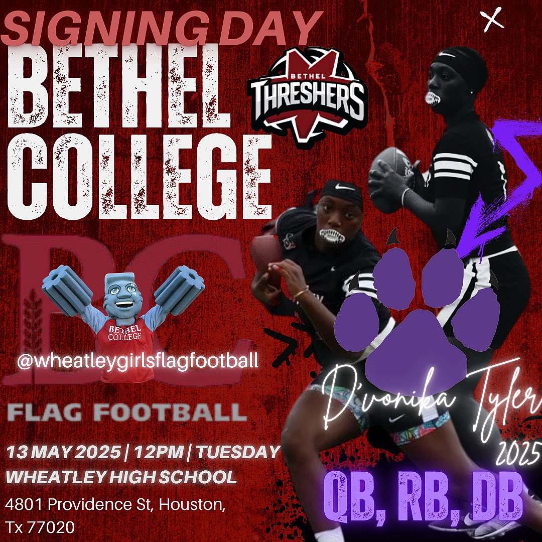 Coach Ervin Taylor II (@houcoachtaylor2) on Twitter photo Attend at 12 noon today on the campus of Wheatley HS to witness 2025 DāVonika Tyler, the first female to receive a football scholarship, sign her letter of intent to Bethel College. š #weballing #ladywildcats Attend at 12 noon today on the campus of Wheatley HS to witness 2025 DāVonika Tyler, the first female to receive a football scholarship, sign her letter of intent to Bethel College. š #weballing #ladywildcats
