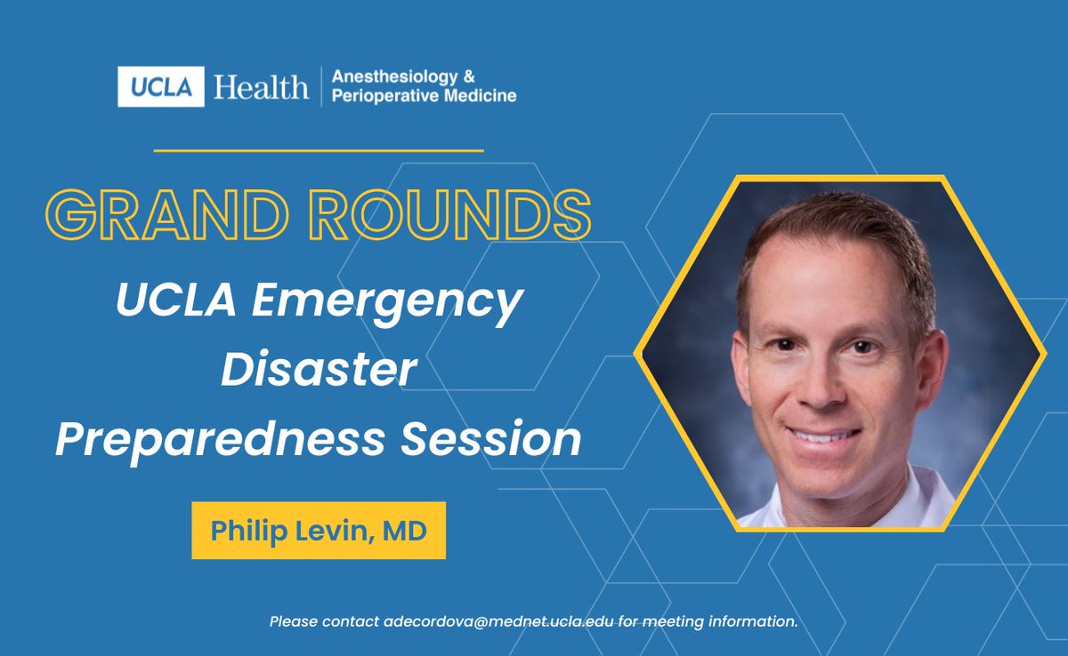 UCLA Anesthesiology (@uclaanes) on Twitter photo Philip Levin, MD, Professor of Anesthesiology and Perioperative Medicine <a href="/dgsomucla/">David Geffen School of Medicine at UCLA</a> and Chief Medical Officer <a href="/UCLAHealth/">UCLA Health</a>, joins <a href="/UCLAAnes/">UCLA Anesthesiology</a> this week in a combined departments #GrandRounds! Dr. Levin will present on preparing for UCLA emergency disasters as he leads tomorrow. 🏥 Philip Levin, MD, Professor of Anesthesiology and Perioperative Medicine <a href="/dgsomucla/">David Geffen School of Medicine at UCLA</a> and Chief Medical Officer <a href="/UCLAHealth/">UCLA Health</a>, joins <a href="/UCLAAnes/">UCLA Anesthesiology</a> this week in a combined departments #GrandRounds! Dr. Levin will present on preparing for UCLA emergency disasters as he leads tomorrow. 🏥