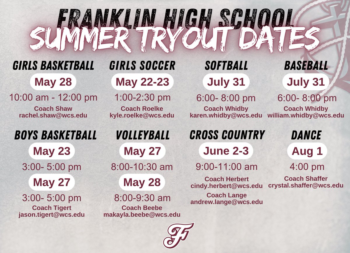 ⚓️SUMMER TRYOUT DATES ⚓️
